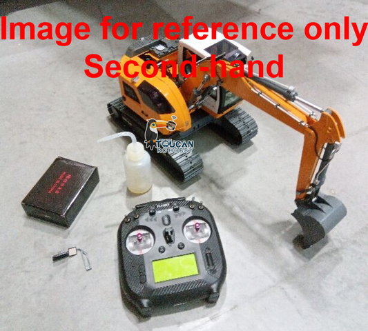 Used 1/14 scale metal RC hydraulic excavator R920 JDM‑208 remote control digger with sound, ST8 radio, lights and 3‑way valve, US stock free shipping
