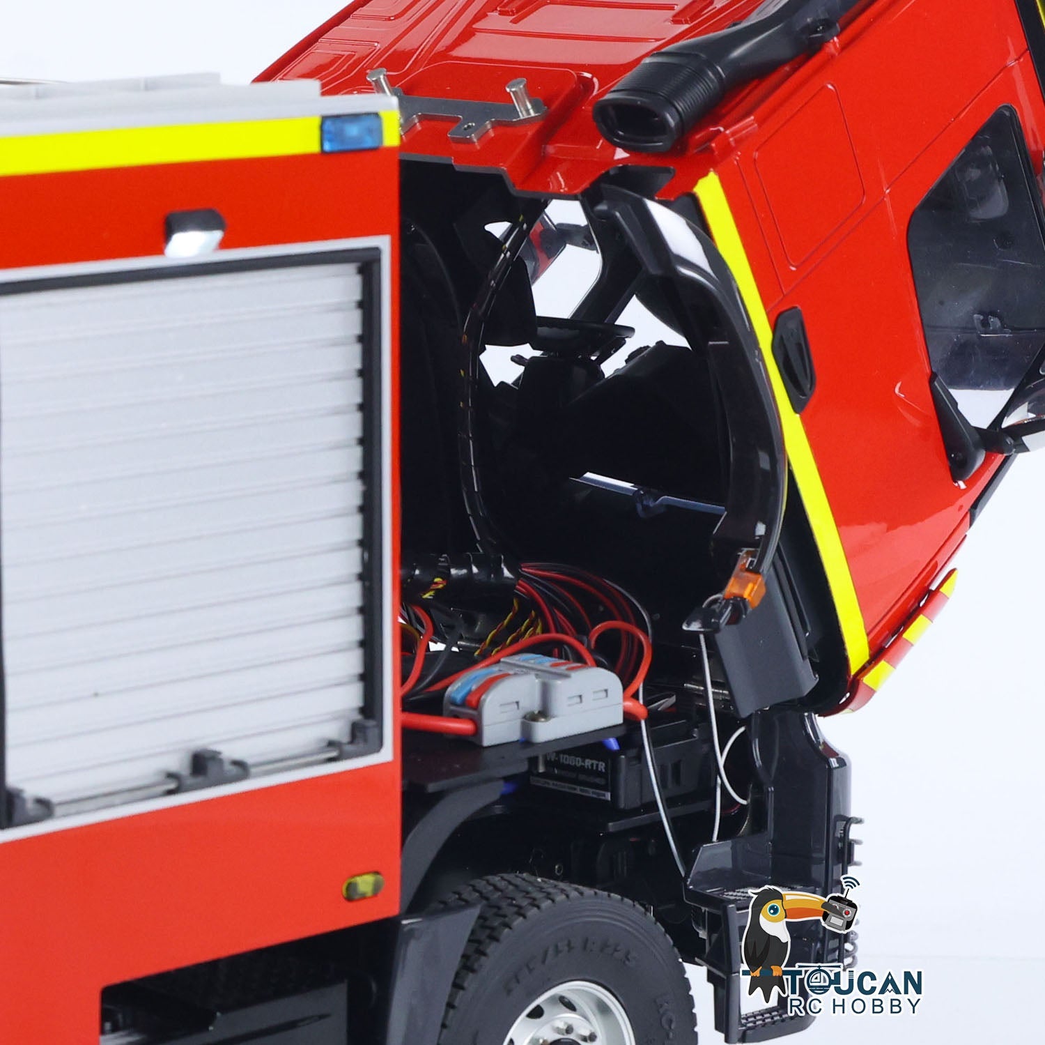 1/14 RC fire truck PS0015 4x4 semi‑metal chassis, ready‑to‑run water spray construction model
