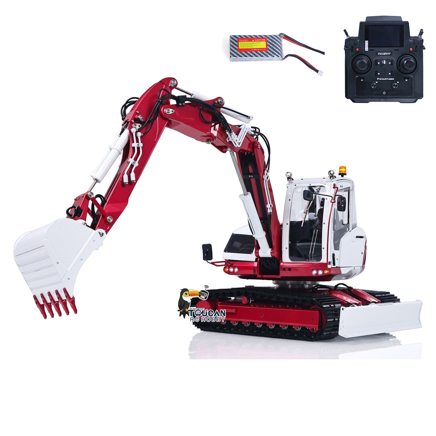 LS model 1/14 MC15 remote control hydraulic excavator, metal tracked, 4-section arm, with light, sound, motor, ESC, servo and PL18EVLITE radio control
