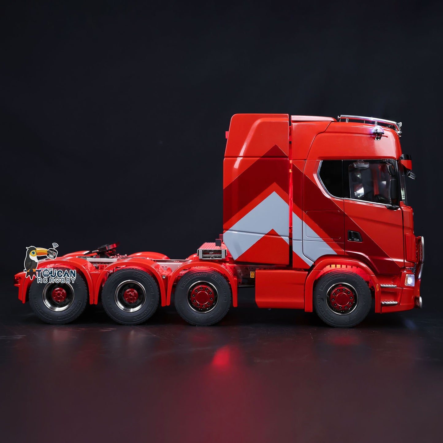RAL3020 Plated Red RC Scania 770S with Red‑White V‑Shaped Graphics
