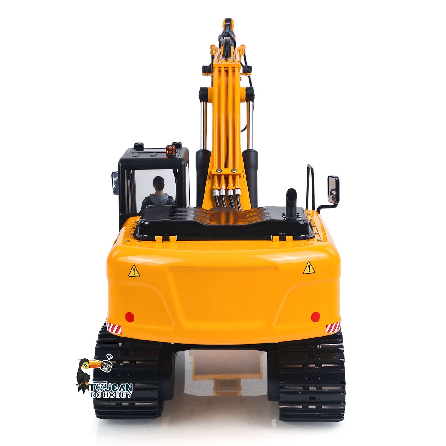 CAT 323GX 1/12 metal hydraulic excavator with ST8 radio, 3S‑7200mAh battery, charger, manual quick coupler and two standard buckets
