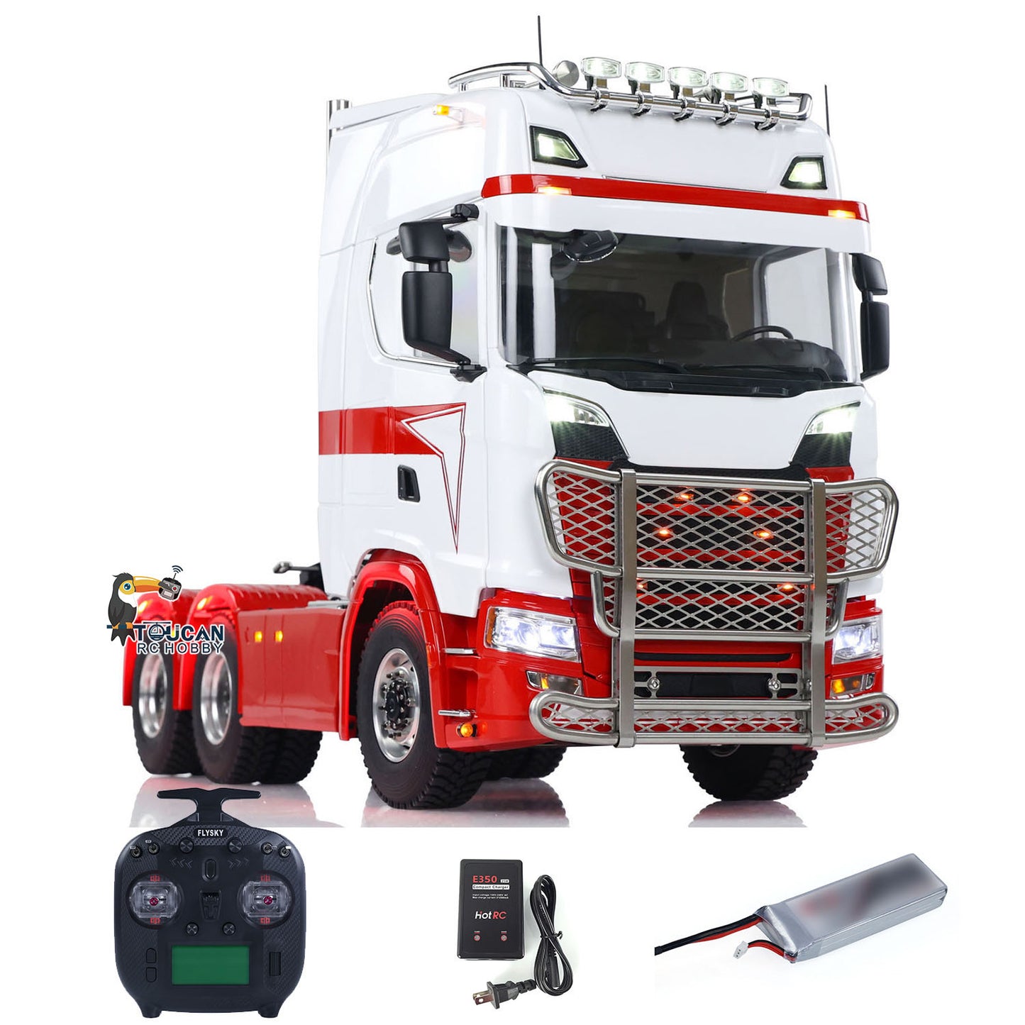 Fully built 1/14 Scania 770S 6x6 RC semi truck, pre-painted body, complete lighting sound smoke effects, ST8 radio control set