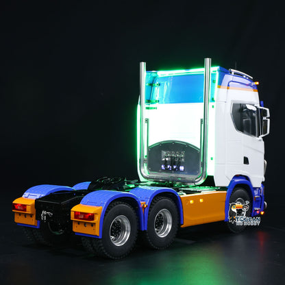 Detailed 1:14 Scania 770S 6x6 RC semi tractor, all-in-one accessories including lights sound smoke battery charger
