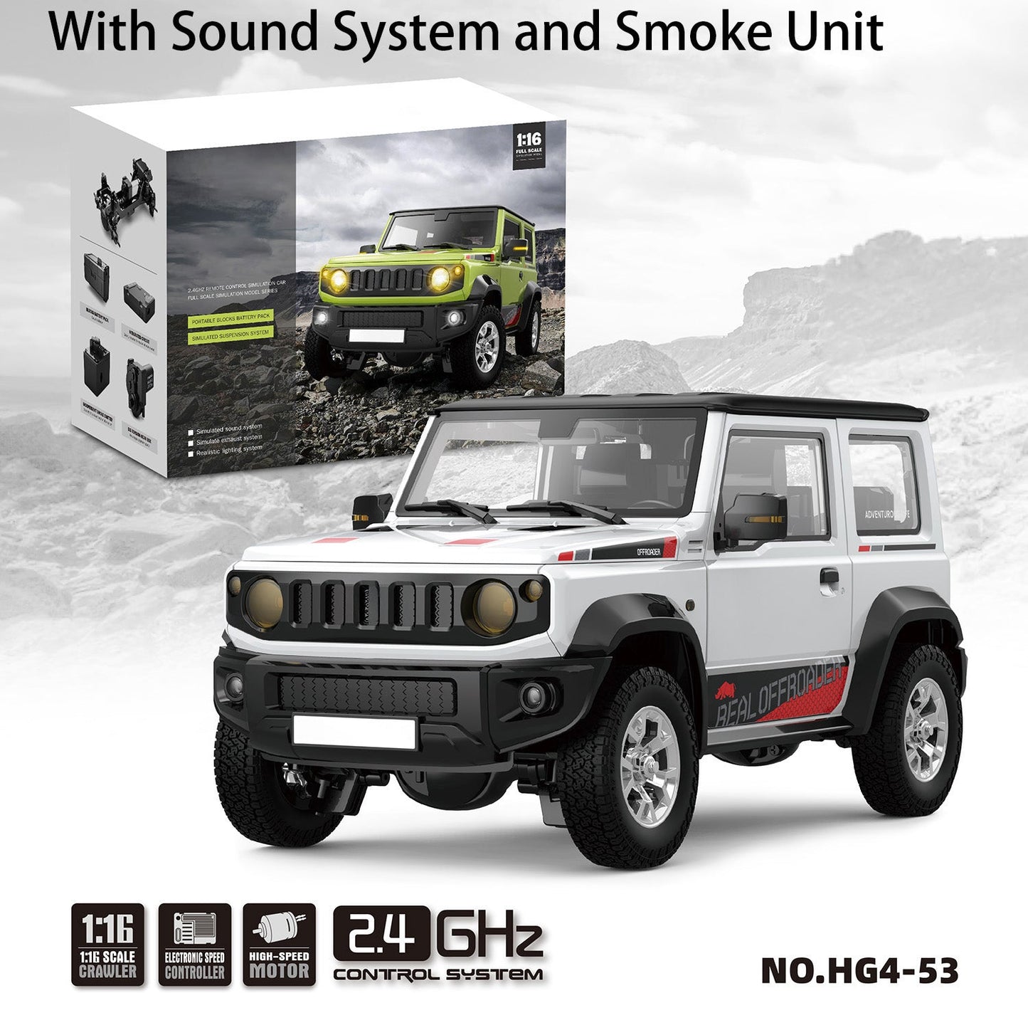 In Stock HG 1/16 4x3 RC Off-road Vehicles Electric Remote Controlled Crawler Climbing Car Sound Light Smoke Chargeable Battery