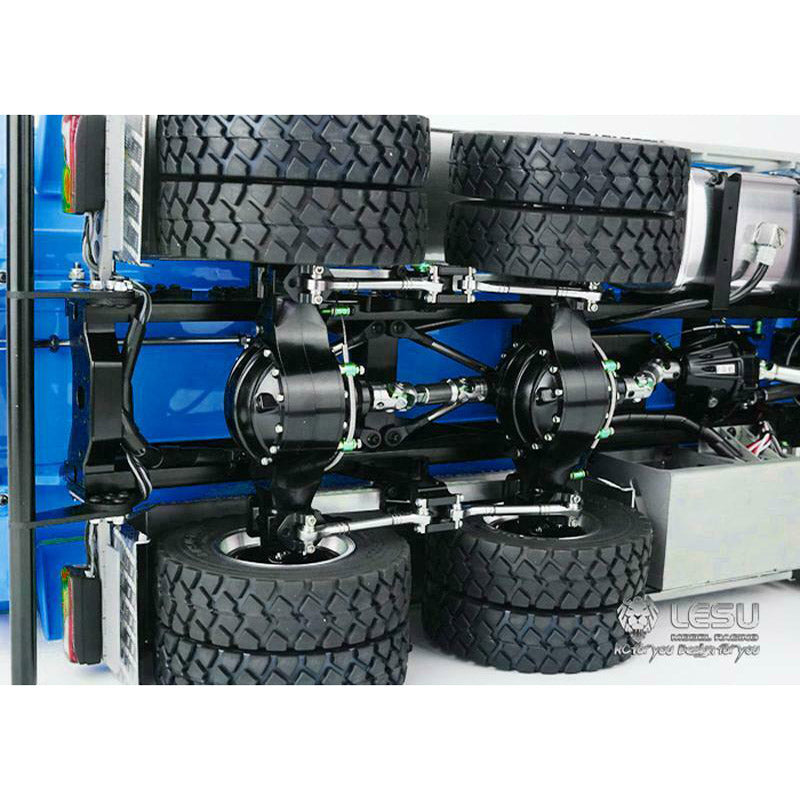 LESU 1/14 8x8 Metal Hydraulic RC Dump Truck Tipper 2 Speed Transmission Axles With Differential Lock FlySky I6S Remote Controller Sound Light System