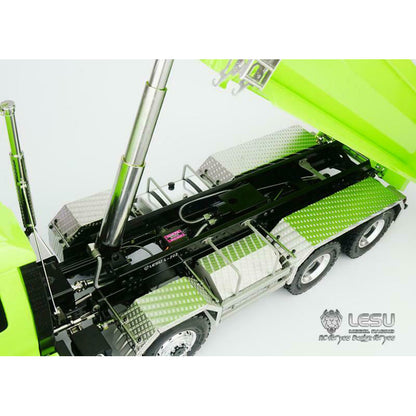 LESU 1/14 8x8 Metal Hydraulic RC Dump Truck Tipper 2 Speed Transmission Axles With Differential Lock FlySky I6S Remote Controller Sound Light System