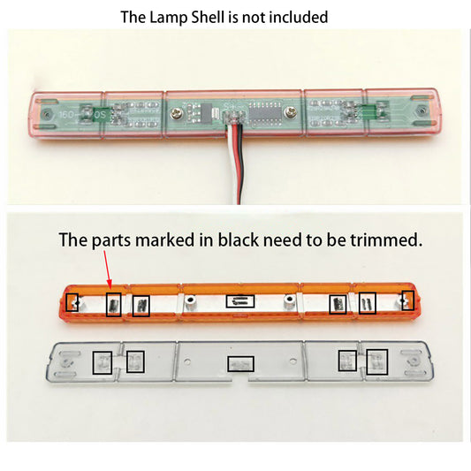 Degree Cabin Roof Rotating Bottom LED Light Dgree Plastic Window Visor for 1/14 Tamiya 770S RC Tractor Truck Trailer Hobby Models