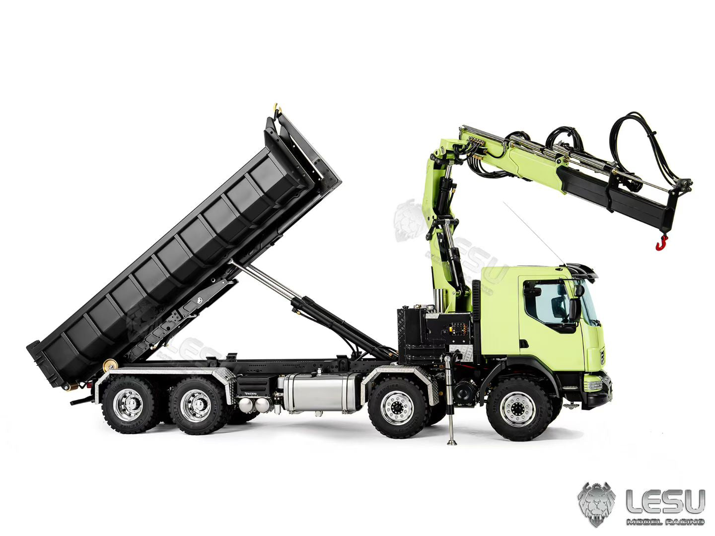 Pre-order New Product!  LESU 1/14 Metal RC Hydraulic Crane Dump Truck 4Axles Dumper Simulation Vehicle Model Electric Car