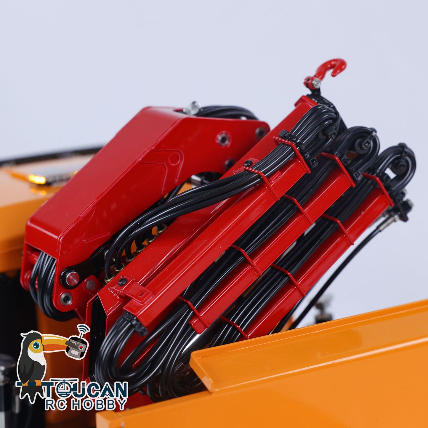 Strip warning light equipped RTR 8X8 three way dump truck with built in chassis crane

