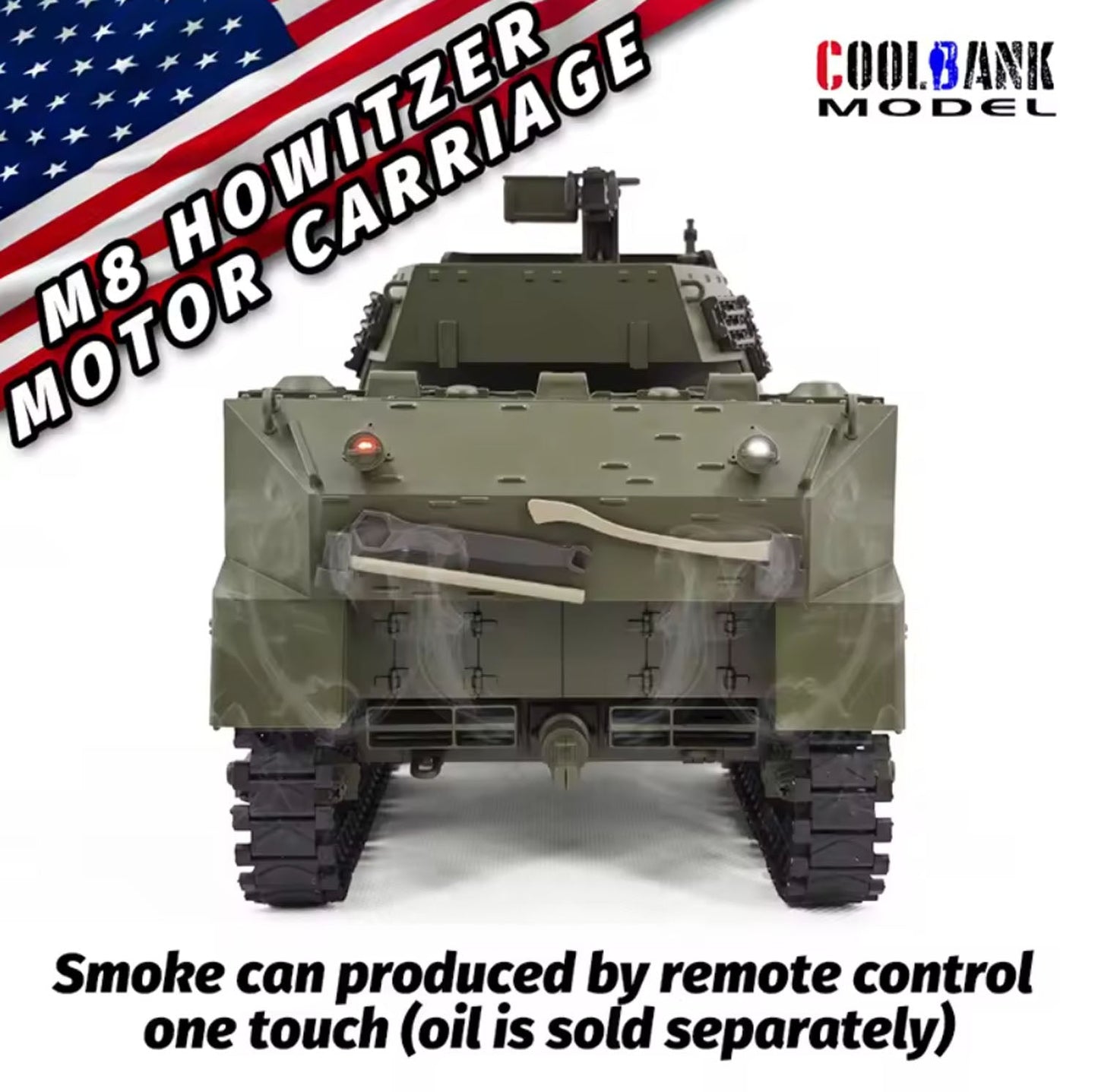 In Stock 1/16 CoolBank RC Tank M8 HMC Scott Radio Control Battle Tank Simulation 360 Degrees Turret Rotary Smoke Sound Lights RTR Combat Vehicle