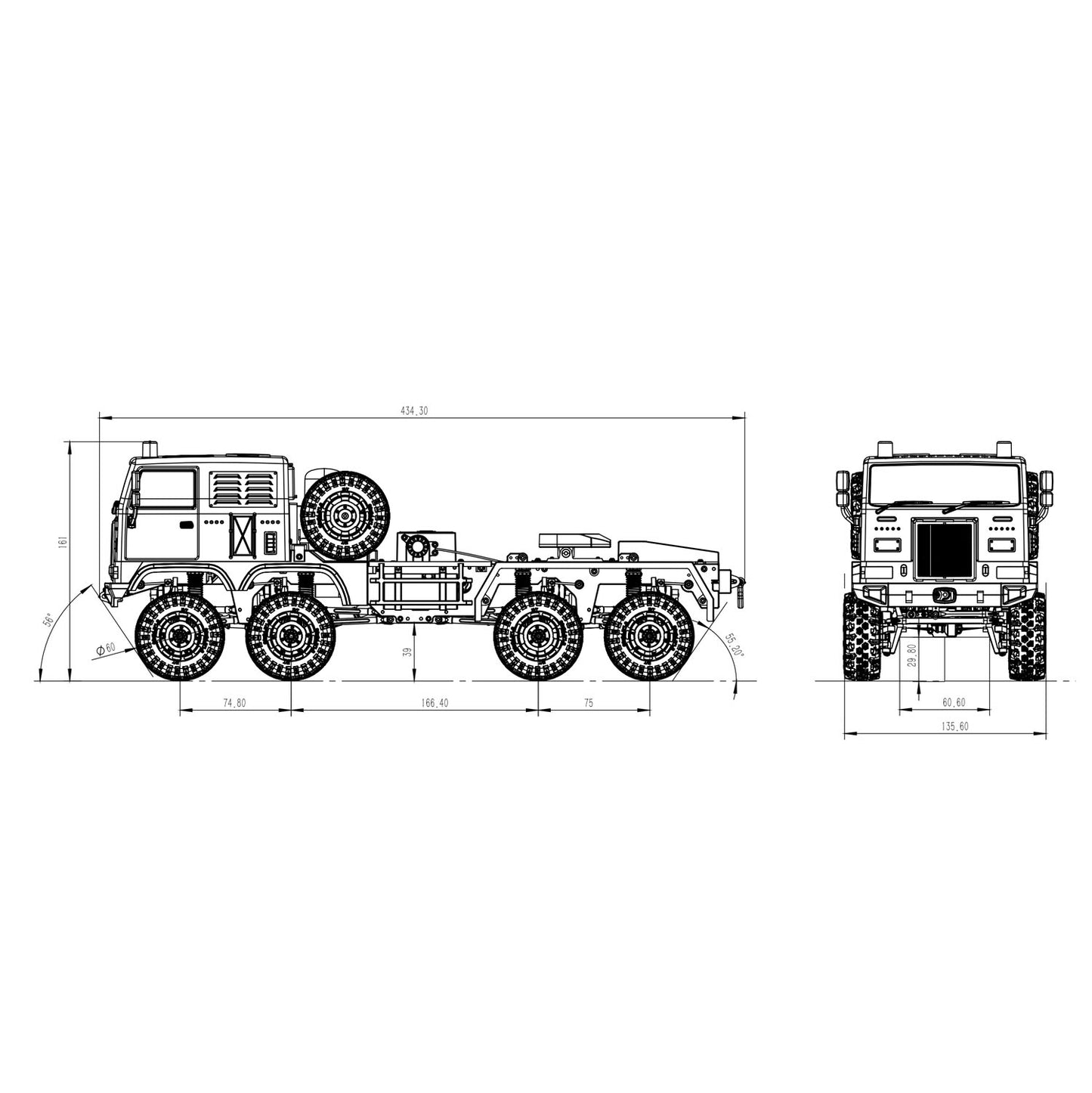 In Stock 1/18 Remote Control Military Truck 8X8 All Wheel Steering Electric RC Off Road Vehicle Model 2Speed Gearbox RTR Metal Chassis
