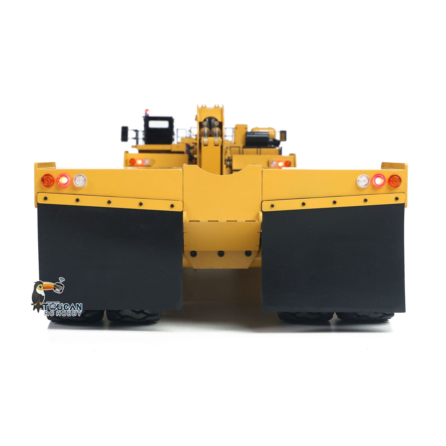 Yellow ready to run extended all metal remote mining trailer with hydraulic lifting function
