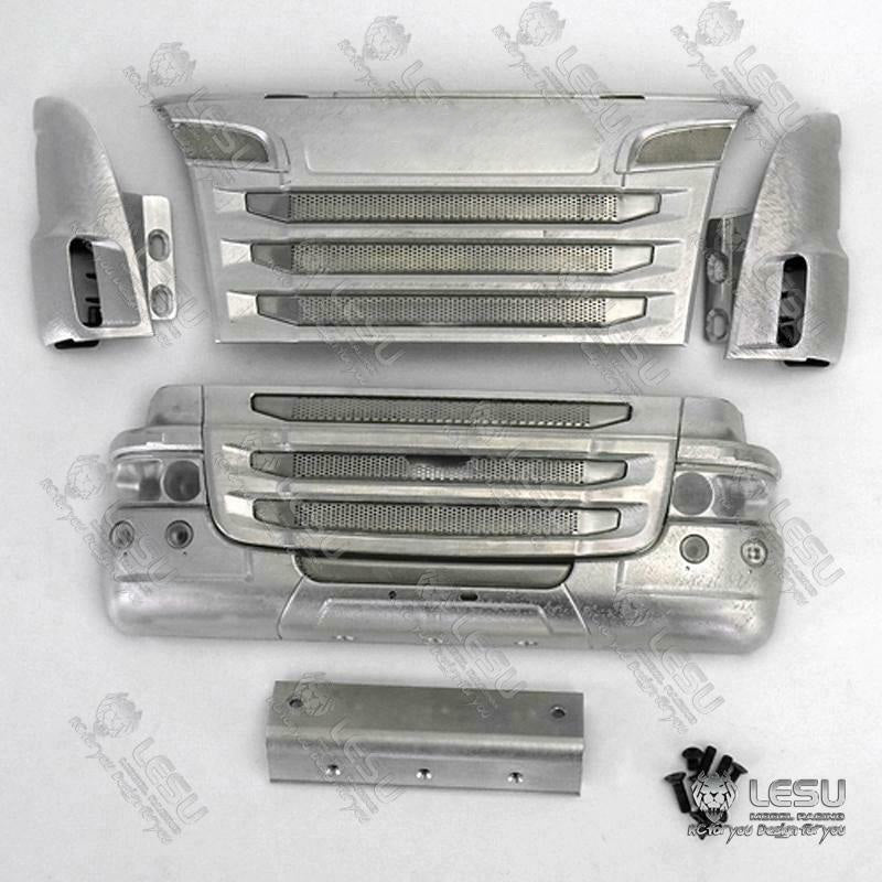 LESU Metal Front Face Net Bumper Set Side Spoiler for Modifying 1/14 Scale RC TAMIIYA R470 R620 to R730 Tractor Truck Car Model DIY Cabin