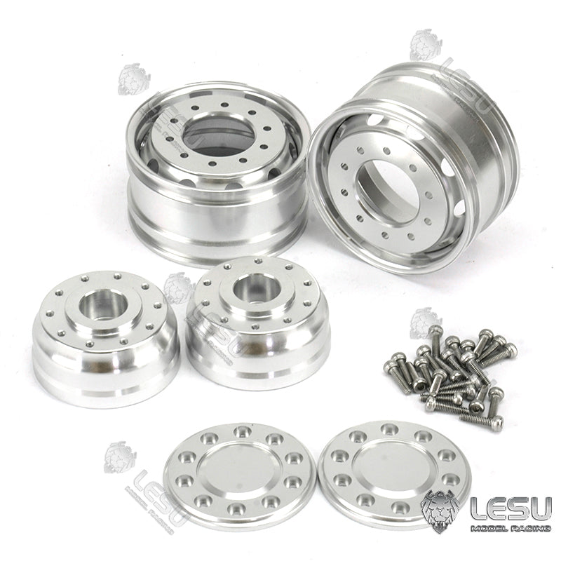 LESU Front Metal Unpowered/ Powered Wheel Hub Rubber Tires for 1/14 DIY TAMIYA Model Axle RC Truck Bearing Brake Replacement Parts