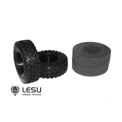 LESU Unpowered/ Powered Bearing Hexagon Brake Metal Front Wheel Hub Rubber Tires for 1/14 Tamiiya RC Tractor Truck Model Part