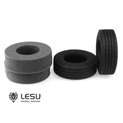 Metal Flange Front Wheel Hubs Rubber Tires Tyres for 1/14 LESU Flange Axle Model RC Truck Dumper Tractor Replacement Car Parts