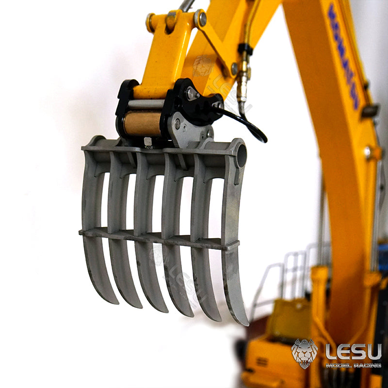 1/14 Metal Rake Bucket Three-section Arm Grab fork for LESU Komasu AC360 PC360 ET30H ET26L RC Hydraulic Excavator Model