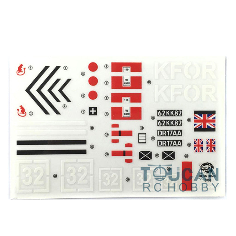 US Stock Decoration Part Sticker for 1:16 Scale Henglong Remote Control Models British Challenger II RC Tank 3908 DIY