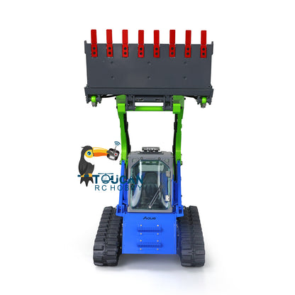 LESU 1/14 Aoue LT5 Hydraulic Tracked Skid-Steer RC Loader I6S Rotating light Painted fork Bucket Sieve Bucket Gripper Ripper Brush
