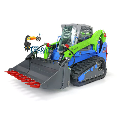 LESU 1/14 Aoue LT5 Hydraulic Tracked Skid-Steer RC Loader I6S Rotating light Painted fork Bucket Sieve Bucket Gripper Ripper Brush