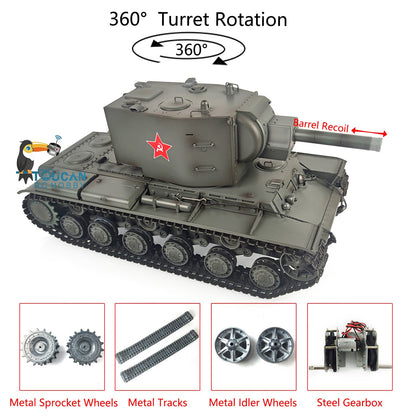 Henglong 1/16 7.0 Upgraded RC Tank Gigant Painted Heavy Remote Controlled Giant Military Trucks Soviet KV-2 RTR 3949 360 Turret