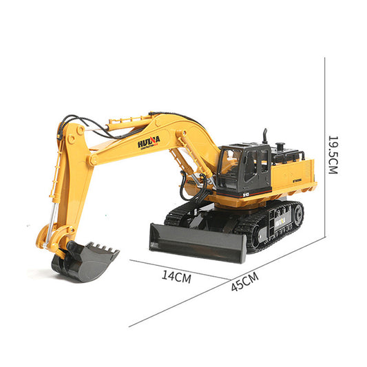1/16 Scale Bulldozer 2.4Ghz HUINA 1510 RC Excavator Model Radio Light Sound Battery Up&Down Main Arm&Small Arm Boys Children Gifts