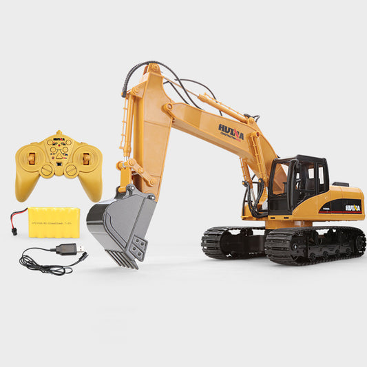 HUINA 1/14 RC Excavator 550 2.4Ghz Remote Control Toy Model Charger Battery Sound Light Body Rotary Bucket Tripper for Kids Boys