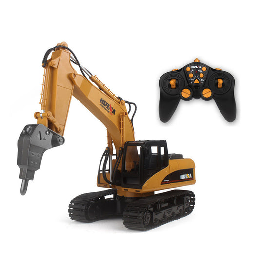 HUINA kids Toy 560 2.4Ghz Ready-To-Go 1/14 16CH RC Broken Drill Excavator RC Car Simulation Light Sound Rotating Battery Nice Gift