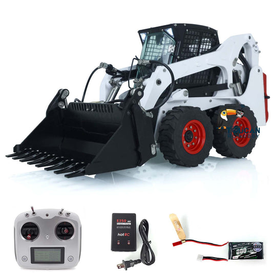 IN STOCK 1/14 LESU Metal RC Hydraulic Painted Skid-Steer Loader Wheeled Aoue-LT5H W/ Sound Light ESC Motor Radio Controlled DIY Model