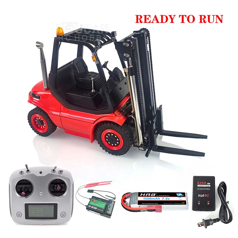 In Stock LESU Lind 1/14 RC Hydraulic Forklift Transfer Car Painted RTR Truck Motor Light Battery Radio System Remote Control Vehicles