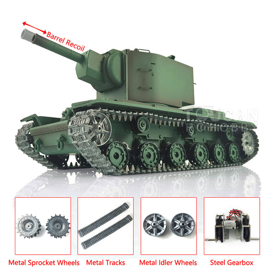 US STOCK Henglong 1/16 Scale Upgraded 7.0 Soviet KV-2 RTR RC Tank Gigant 3949 Metal Tracks Barrel Recoil Battery Charger