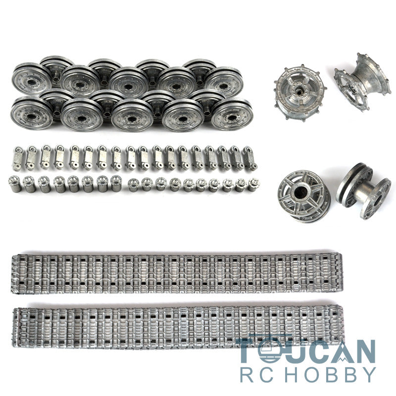Metal RC Tank Parts Plate Idlers Sprockets Road Wheels Tracks Recoil Barrel Unit for Henglong 1/16 German King Tiger 3888A