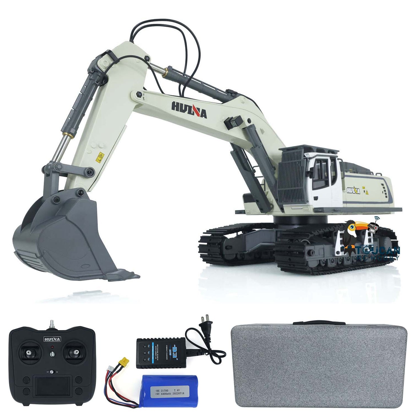 HUINA 1/14 Metal Assembled Painted RC Excavator 599 RTR Remote Control Digger Hobby Model Toys Lights 2.4G Radio