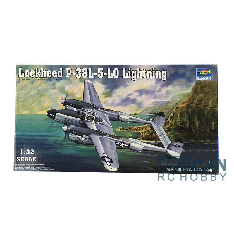US STOCK Trumpeter Static 02227 1/32 Lockheed P-38L-5-LO Lightning Fighter Aircraft Warplane Model