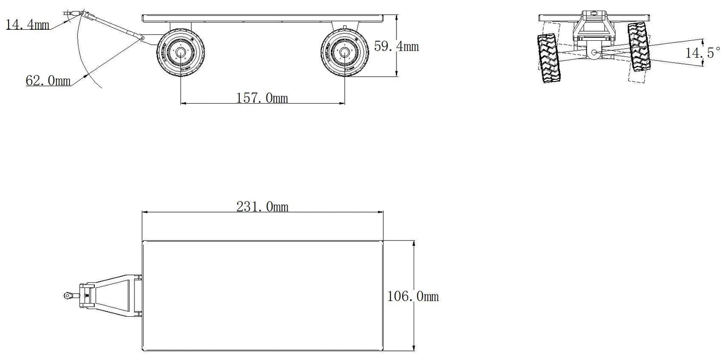Metal 1/14 Scale Trailer Assembled For Upgrade RC Hydraulic Forklift DIY TAMIYAYA LESU Model Gifts Easter Sale
