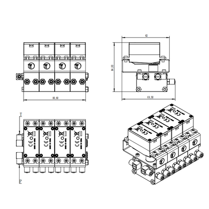 2CH 3CH 4CH 5CH 6CH Metal Directional Valve for 1/12 1/14 RC Hydraulic Excavator Loader Cater Radio Controlled Bulldozer Digger