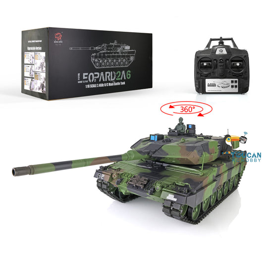 1/16 Heng Long TK7.0 Leopard2A6 RC Main Battle Tank 3889 W/ 360Degrees Rotating Turret Barrel Recoil Airsoft BBs Smoke Light Sound