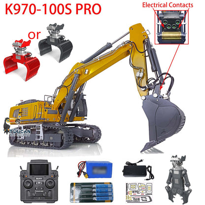 Kabolite 1/14 Remote Control Hydraulic Excavator K970 100S Pro RC RTR Digger Model W/ Light Sound System Smoking Unit PL18EV