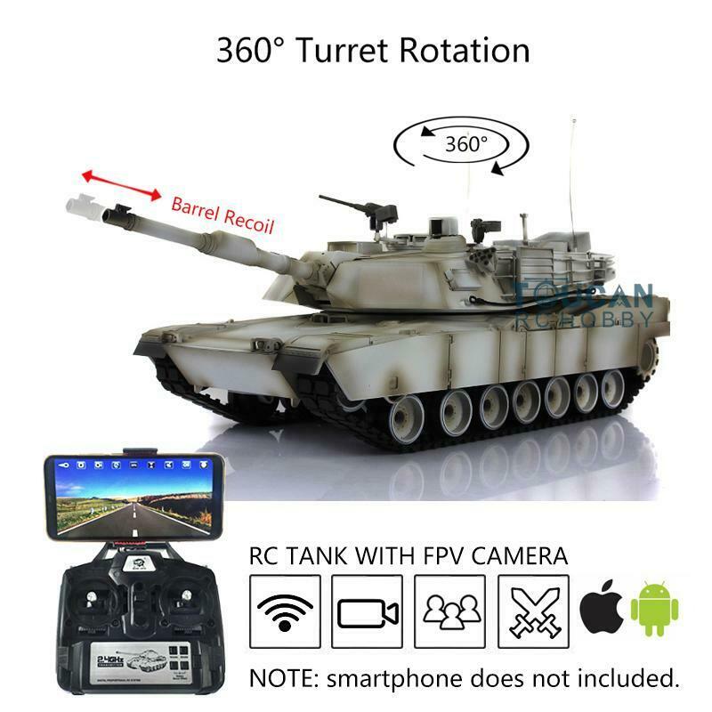 Henglong 1/16 7.0 USA M1A2 Abrams RTR RC Tank Model FPV 3918 Barrel Recoil 360Degrees Turret Steel Gearbox Plastic Chassis