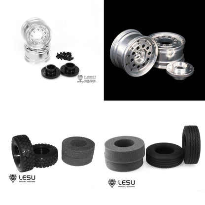 LESU Front Wheel Metal Hub Wheel Tyre Tire for 1/14 RC Tractor Truck Model Car Trailer Dumper Tamiya HINE Scainia Replacement Part
