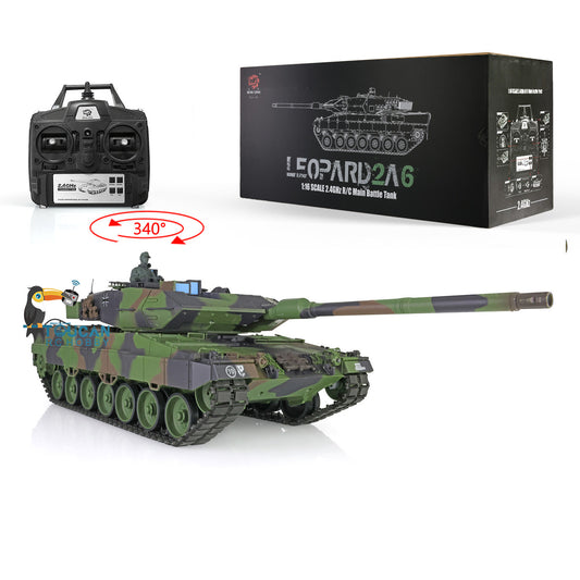 US STOCK 2.4Ghz Henglong 1/16 Scale 7.0 Plastic Ver Leopard2A6 RTR RC Tank Model 3889 Infrared Fighting System BB Shooting Gearbox