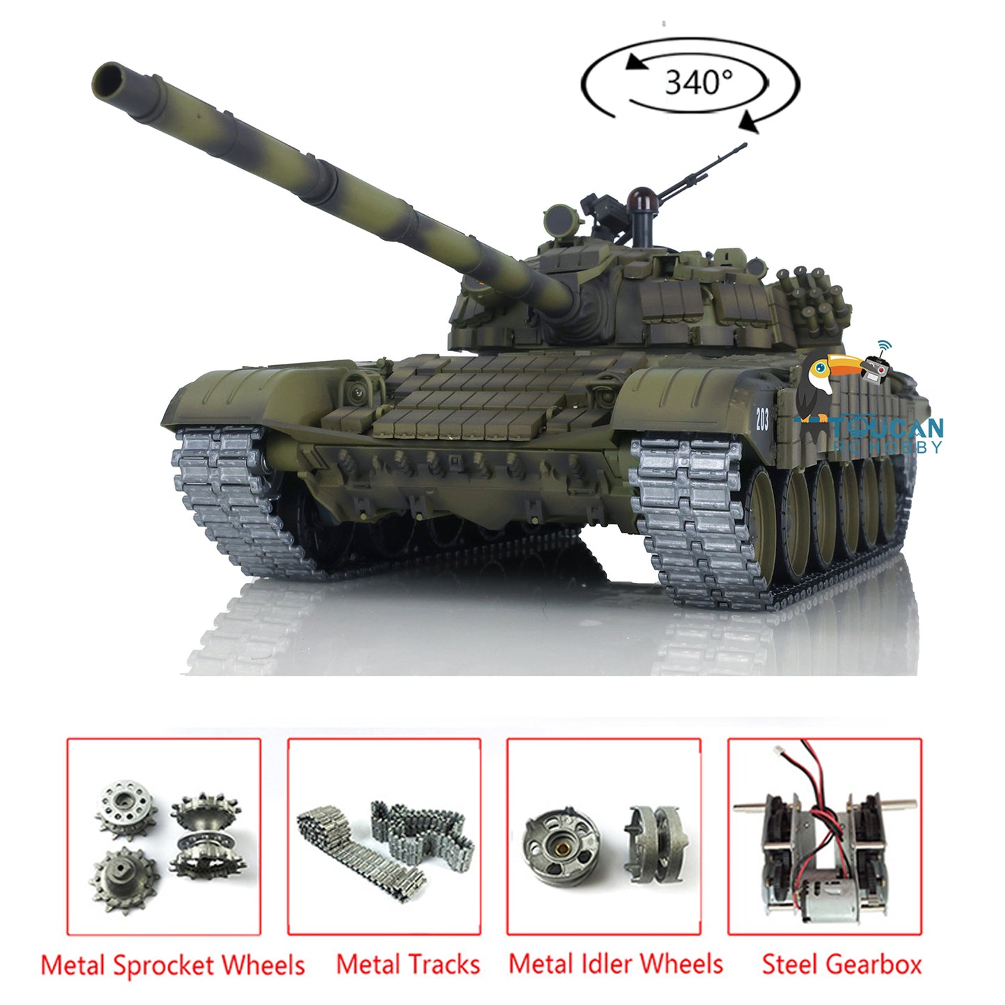 Henglong RC Tank T72 1/16 Scale TK7.0 Metal Battle Electric Tank Tracked Vehicle With New Armor Ready TO Go Metal Gearbox