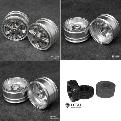 2-Pack Metal Front Wheels & Tires For 1/14 Tamiya RC Tractor Truck – Upgrade Parts