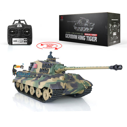 Henglong 1/16 Scale Remote Control Tank 3888A 7.0 Plastic German King Tiger w/ Barrel Recoil 360Degrees Rotating Turret Engine Sound