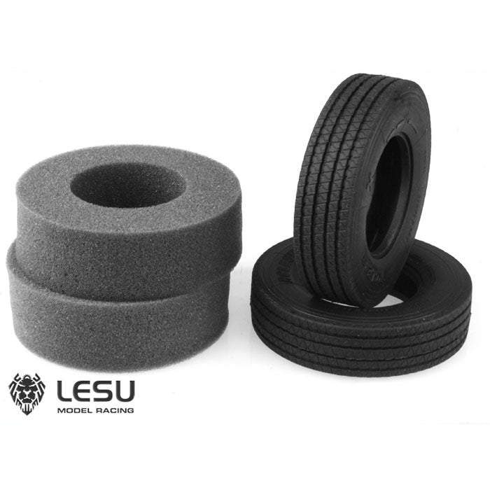 LESU Rear Wheels Powered Metal Hub Rubber Tires for Model 1/14 RC Trailer Tractor Truck Tamiya DIY Replacement Parts
