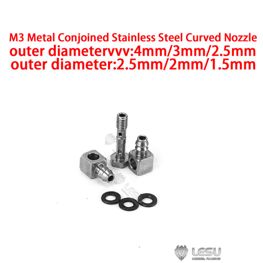 LESU M3 Metal Conjoined Stainless Steel Curved Nozzle For 1/14 Scale RC Dumper Truck TAMIYA Scainia Benzs Volo Excavator Loader
