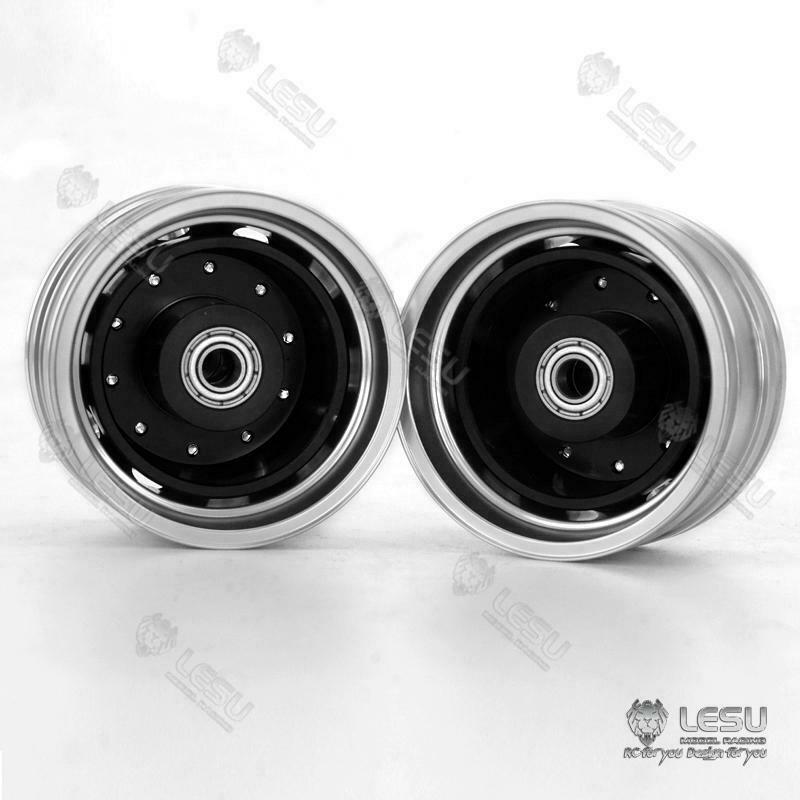 LESU Metal Unpowered/ Powered Front Hub Bearing Brake Rubber Tires for 1/14 RC DIY FH12 FH16 Tractor Truck Model Car Trailer