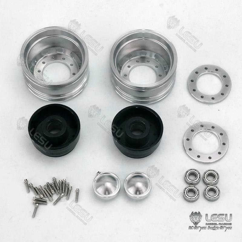 LESU Metal Unpowered/ Powered Front Hub Bearing Brake Rubber Tires for 1/14 RC DIY FH12 FH16 Tractor Truck Model Car Trailer