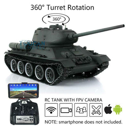 Henglong FPV 1/16 7.0 Soviet T34-85 360Degrees Turret RTR RC Tank 3909 Model Barrel Recoil Metal Tracks Wheels Sound Smoke