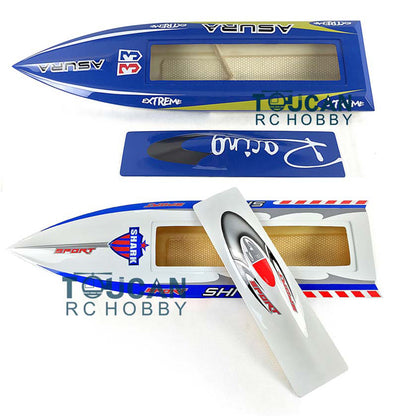 H750 Prepainted Blue White Fiber Glass Blue Electric Racing KIT RC Boat Hull Shark DIY Model for Advanced Player 750*210*120mm